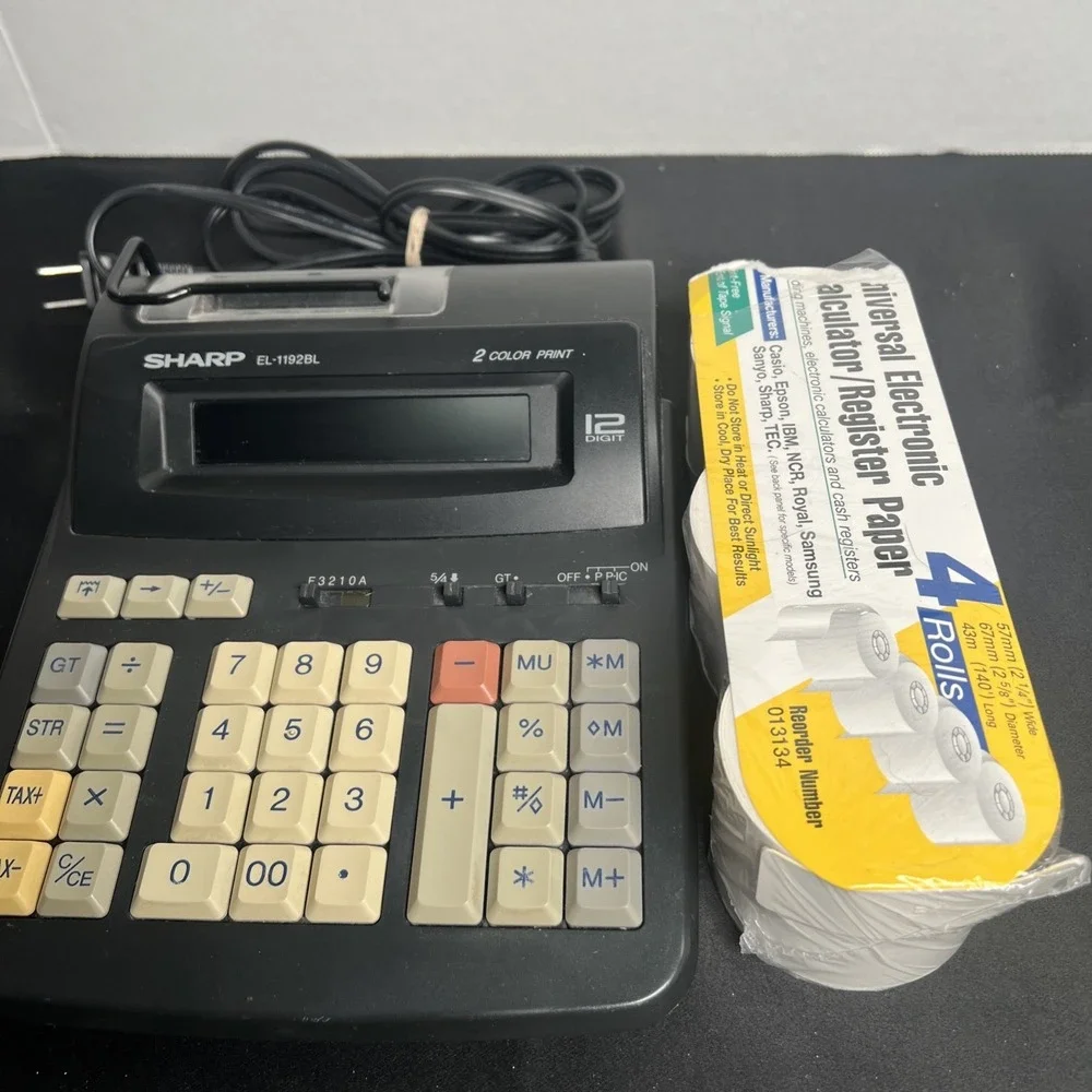 Sharp EL-1192BL‎ Scientific Calculator 2 Color Printing 12 Digit Adding Machine